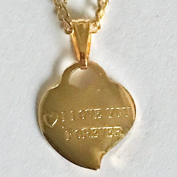 Vintage Gold Heart Necklace I LOVE YOU FOREVER Dainty Small Charm 16" Plated - Picture 10 of 11